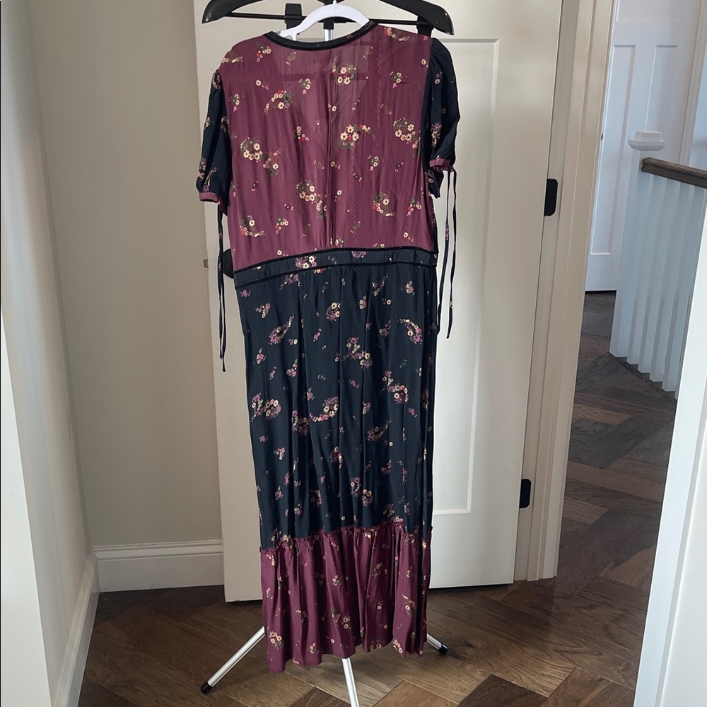Anthropologie Black and Burgundy Maxi Dress - Picture 5 of 5